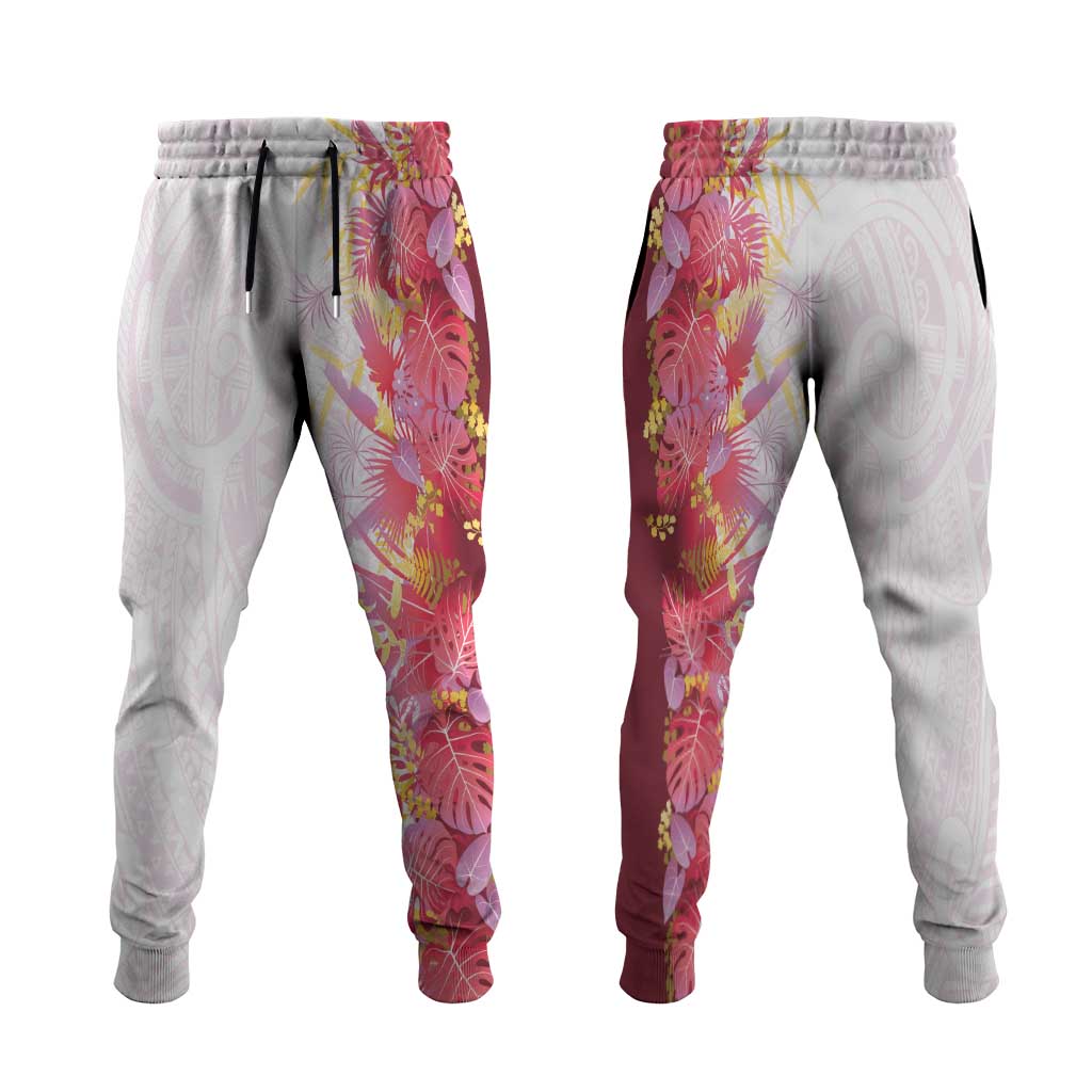 Hawaii Tropical Plant Akala Jogger Pants Vibrant Polynesian Pattern LT01 Pink - Polynesian Pride