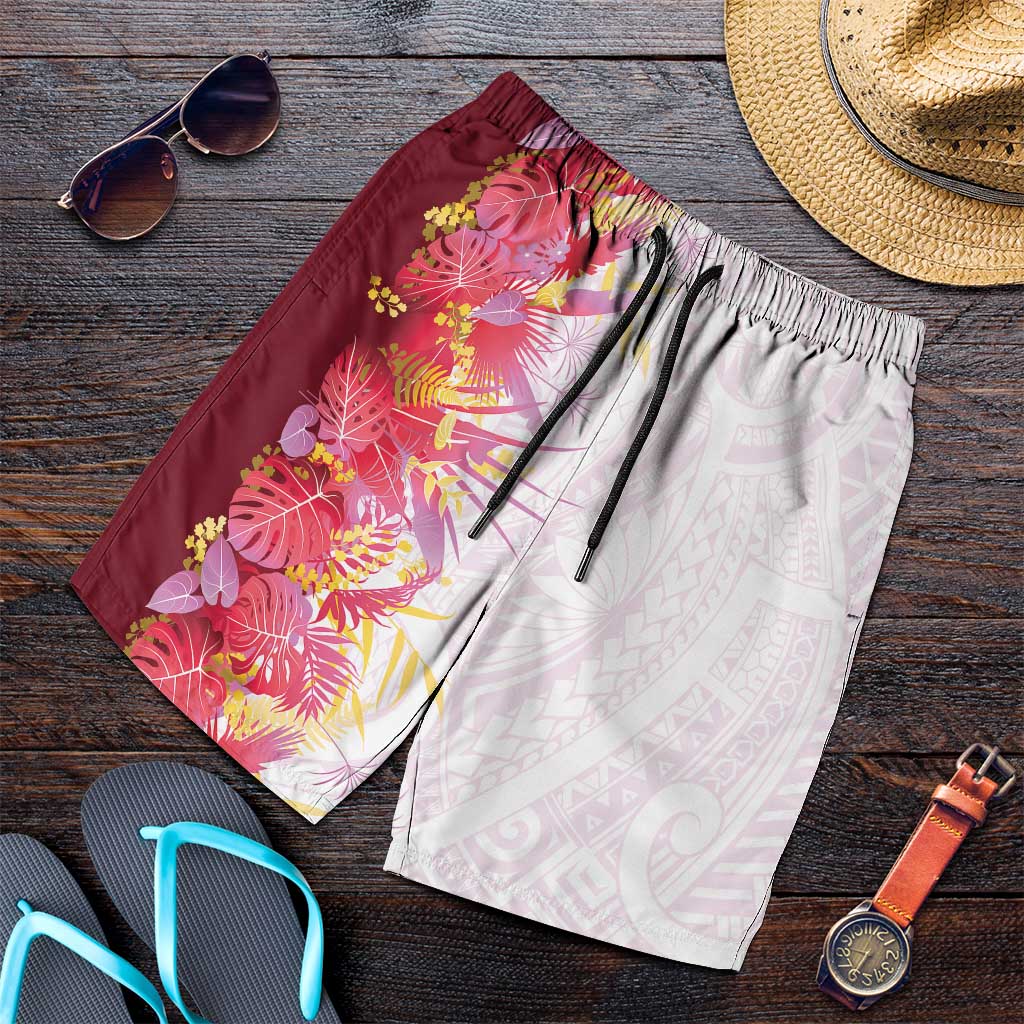 Hawaii Tropical Plant Akala Shorts for Men Vibrant Polynesian Pattern
