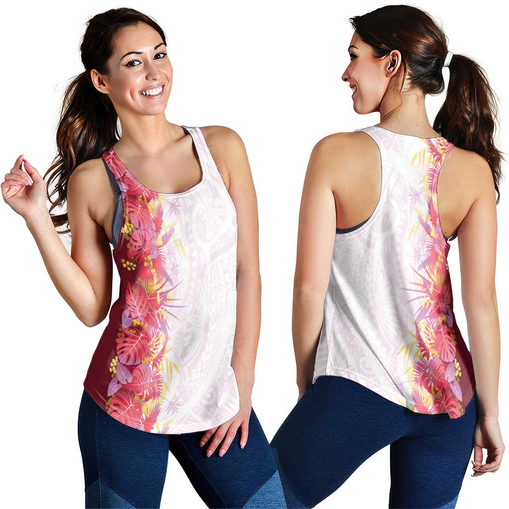 Hawaii Tropical Plant Akala Women Racerback Tank Vibrant Polynesian Pattern