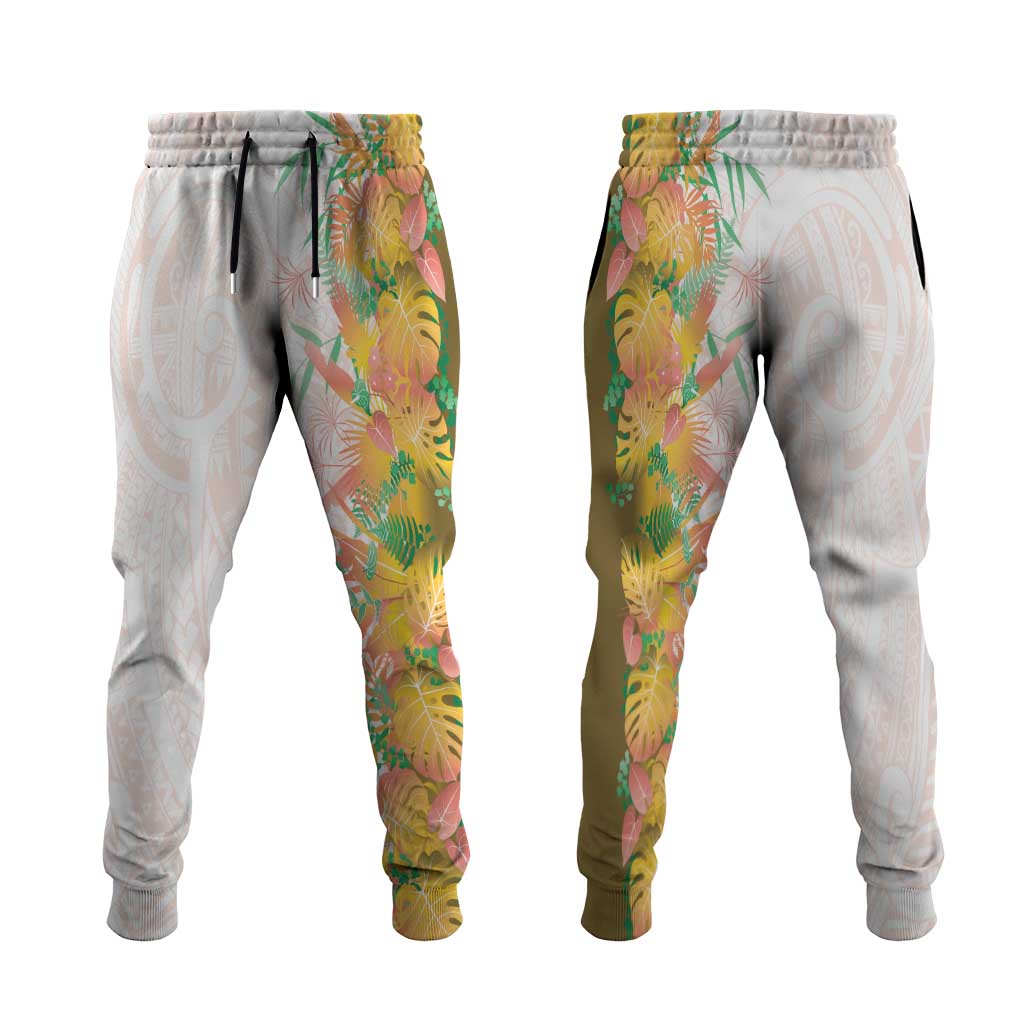 Hawaii Tropical Plant Lenalena Jogger Pants Vibrant Polynesian Pattern