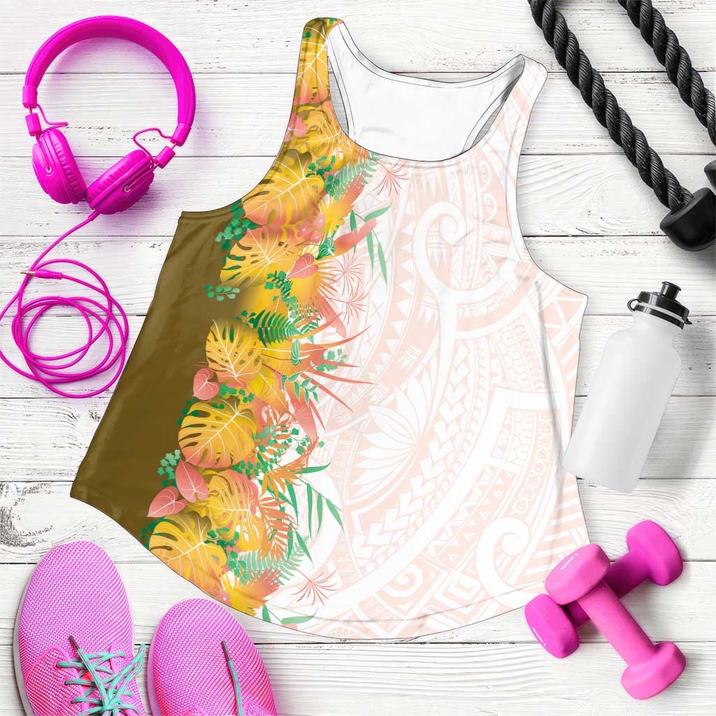 Hawaii Tropical Plant Lenalena Women Racerback Tank Vibrant Polynesian Pattern