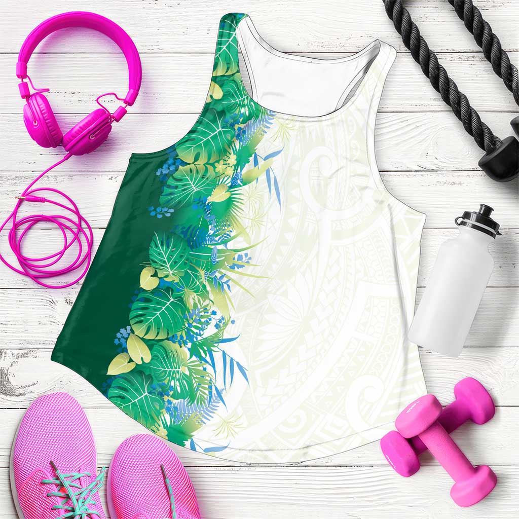Hawaii Tropical Plant Omaomao Women Racerback Tank Vibrant Polynesian Pattern