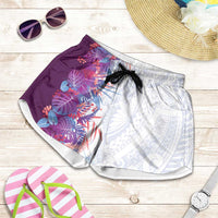 Hawaii Tropical Plant Poni Shorts for Women Vibrant Polynesian Pattern