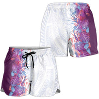 Hawaii Tropical Plant Poni Shorts for Women Vibrant Polynesian Pattern