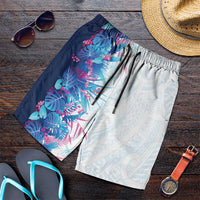 Hawaii Tropical Plant UliUli Shorts for Men Vibrant Polynesian Pattern LT01 Blue - Polynesian Pride