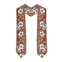 Hawaii Vintage Brown Hibiscus Tapa Pattern Graduation Stole