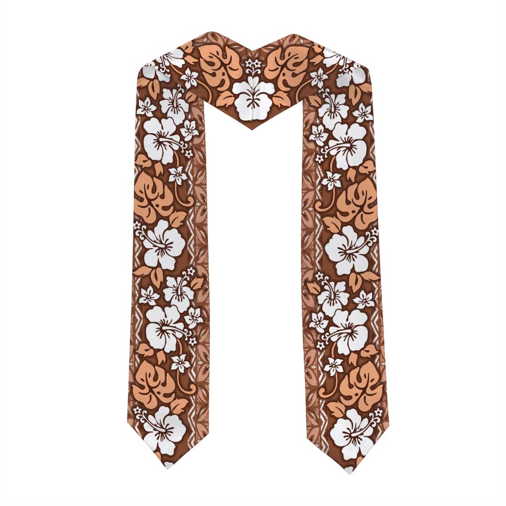 Hawaii Vintage Brown Hibiscus Tapa Pattern Graduation Stole