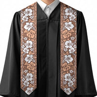 Hawaii Vintage Brown Hibiscus Tapa Pattern Graduation Stole