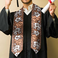 Hawaii Vintage Brown Hibiscus Tapa Pattern Graduation Stole