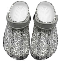 Hawaii Vintage Gray Hibiscus Tapa Pattern Clogs Shoes - Polynesian Pride