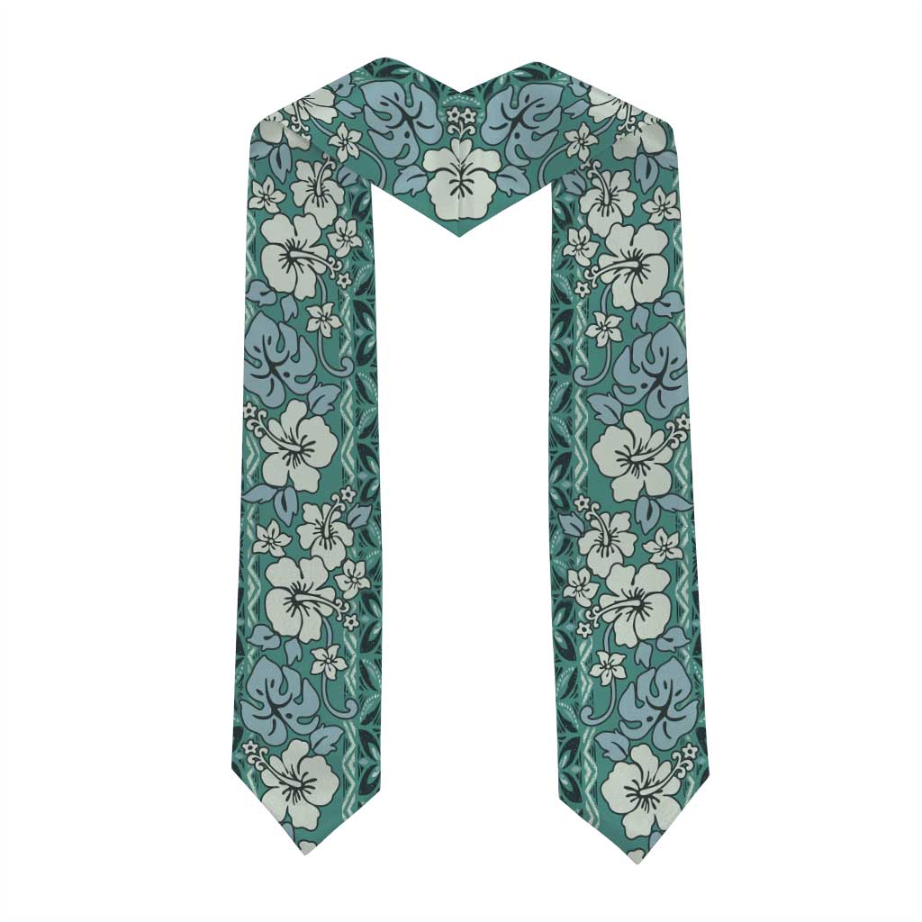 Hawaii Vintage Green Hibiscus Tapa Pattern Graduation Stole LT05 - Polynesian Pride