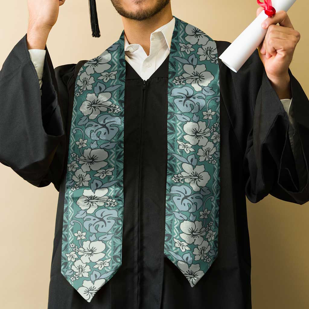 Hawaii Vintage Green Hibiscus Tapa Pattern Graduation Stole LT05 - Polynesian Pride