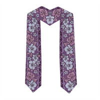 Hawaii Vintage Violet Hibiscus Tapa Pattern Graduation Stole LT05 - Polynesian Pride