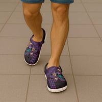 Hawaiian Abstract Sea Turtle Clogs Shoes Polynesian Tapa Art and Kakau Tattoo Purple WaterColor - Polynesian Pride