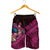 Hawaiian Abstract Sea Turtle Shorts for Men Polynesian Tapa Art and Kakau Tattoo Pink WaterColor - Polynesian Pride