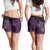 Hawaiian Abstract Sea Turtle Shorts for Women Polynesian Tapa Art and Kakau Tattoo Purple WaterColor - Polynesian Pride