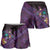 Hawaiian Abstract Sea Turtle Shorts for Women Polynesian Tapa Art and Kakau Tattoo Purple WaterColor - Polynesian Pride