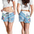 Hawaiian Abstract Sea Turtle Shorts for Women Polynesian Tapa Art and Kakau Tattoo White WaterColor - Polynesian Pride