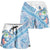 Hawaiian Abstract Sea Turtle Shorts for Women Polynesian Tapa Art and Kakau Tattoo White WaterColor - Polynesian Pride