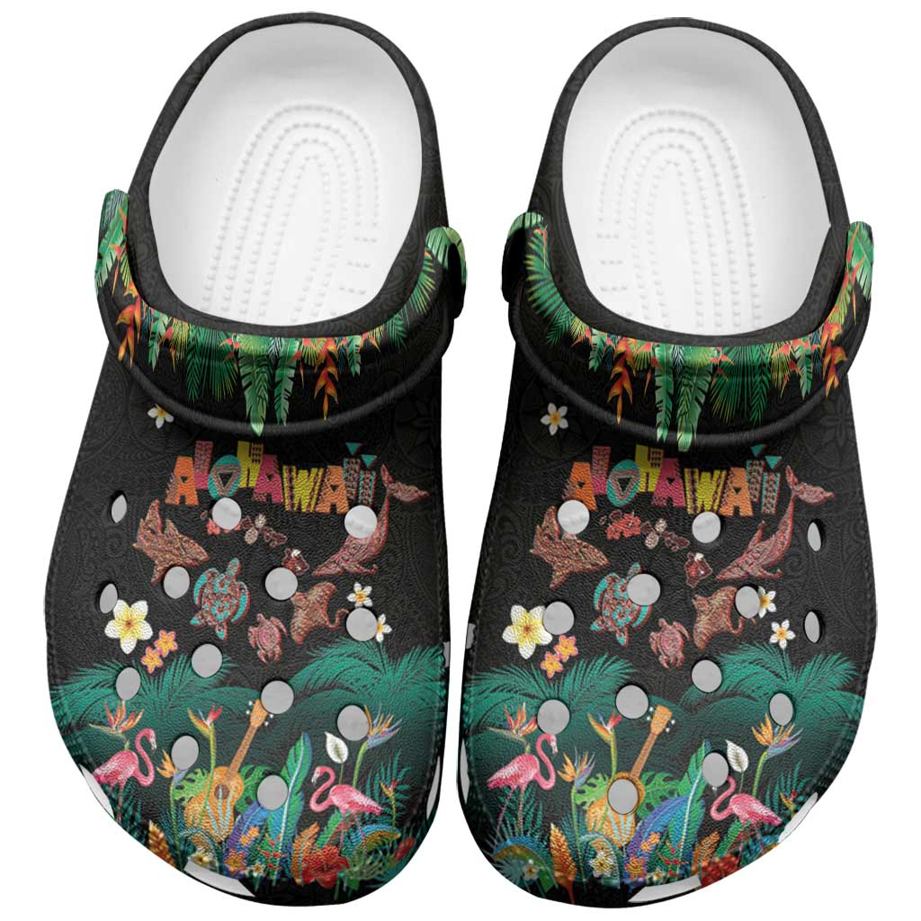 Hawaiian Alohawaii Clogs Shoes Tribal Sea Animals Tattoo and Tropical Plants - Polynesian Pride