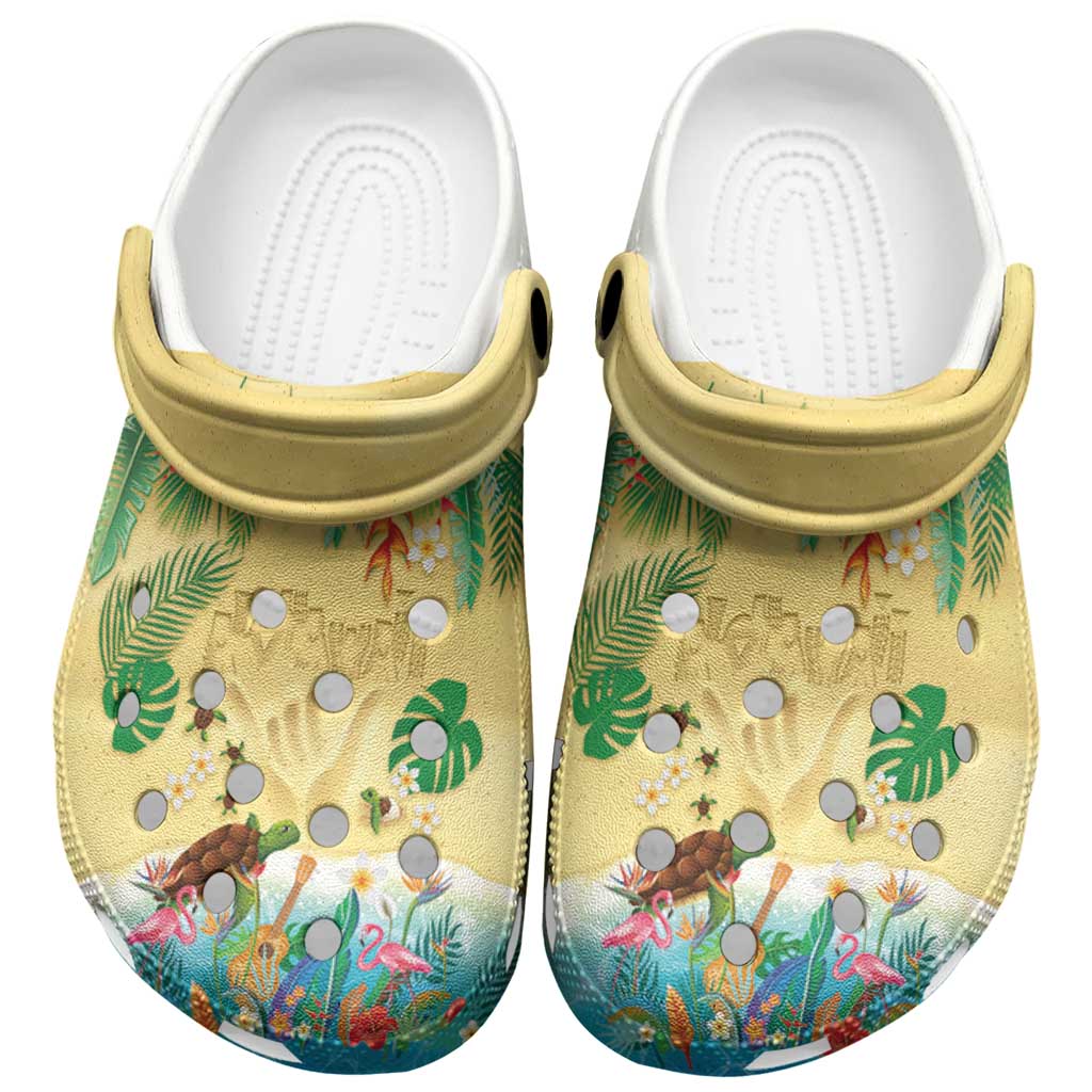 Hawaiian Alohawaii Clogs Shoes Tropical Plants and Animals on The Beach - Polynesian Pride
