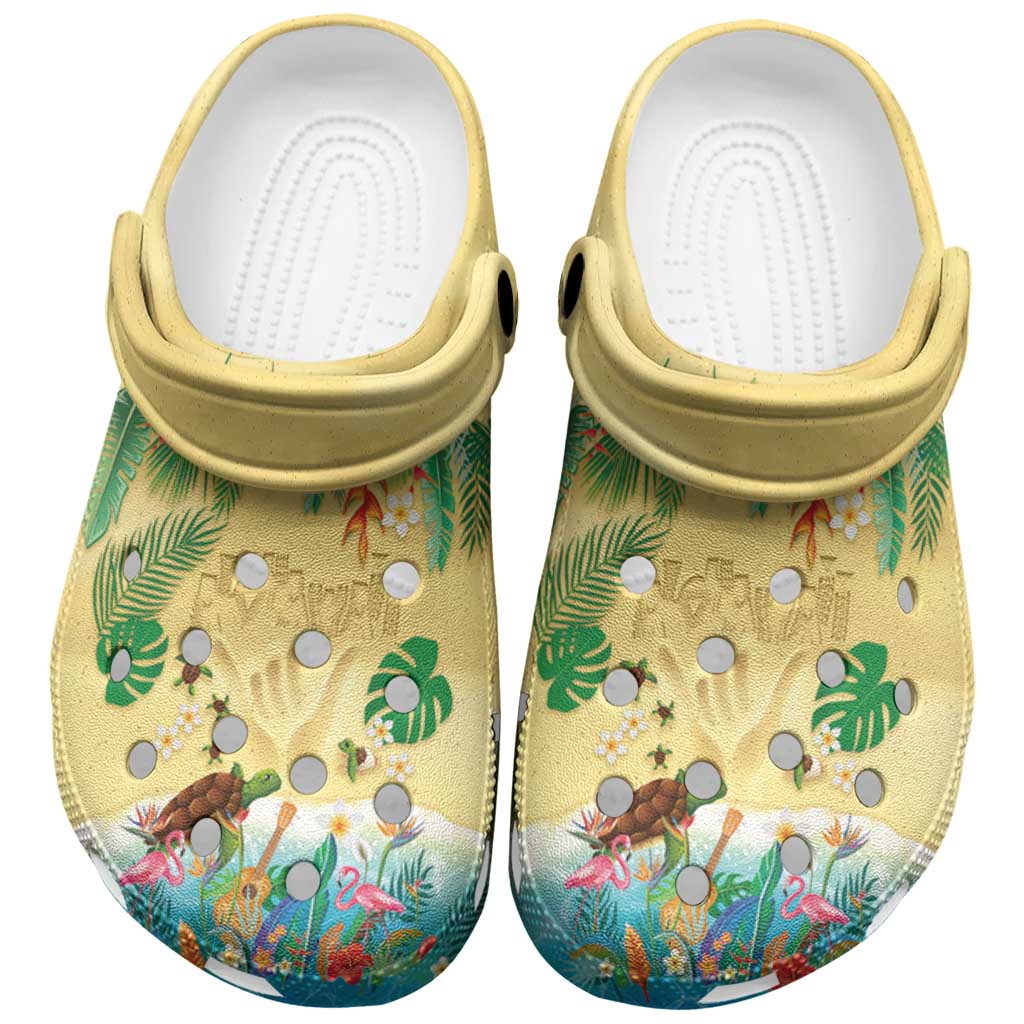 Hawaiian Alohawaii Clogs Shoes Tropical Plants and Animals on The Beach LT03