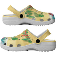 Hawaiian Alohawaii Clogs Shoes Tropical Plants and Animals on The Beach LT03