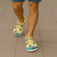 Hawaiian Alohawaii Clogs Shoes Tropical Plants and Animals on The Beach LT03
