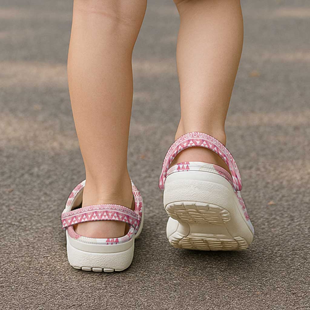 Hawaiian and Japanese Culture Together Clogs Shoes Tropical Honu with Japanese Elements Pink Color LT03