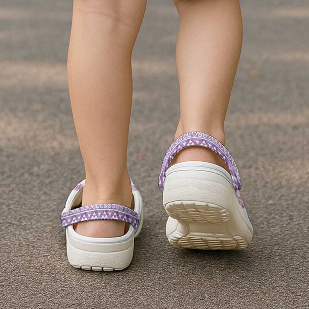 Hawaiian and Japanese Culture Together Clogs Shoes Tropical Honu with Japanese Elements Purple Color