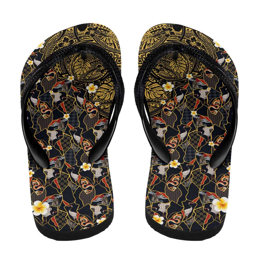 Hawaiian and Japanese Flip Flops Polynesian Tattoo with Japanese Culture Kintsugi Style