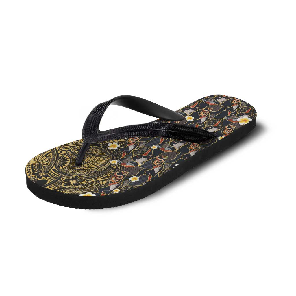 Hawaiian and Japanese Flip Flops Polynesian Tattoo with Japanese Culture Kintsugi Style
