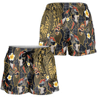 Hawaiian and Japanese Shorts for Women Polynesian Tattoo with Japanese Culture Kintsugi Style