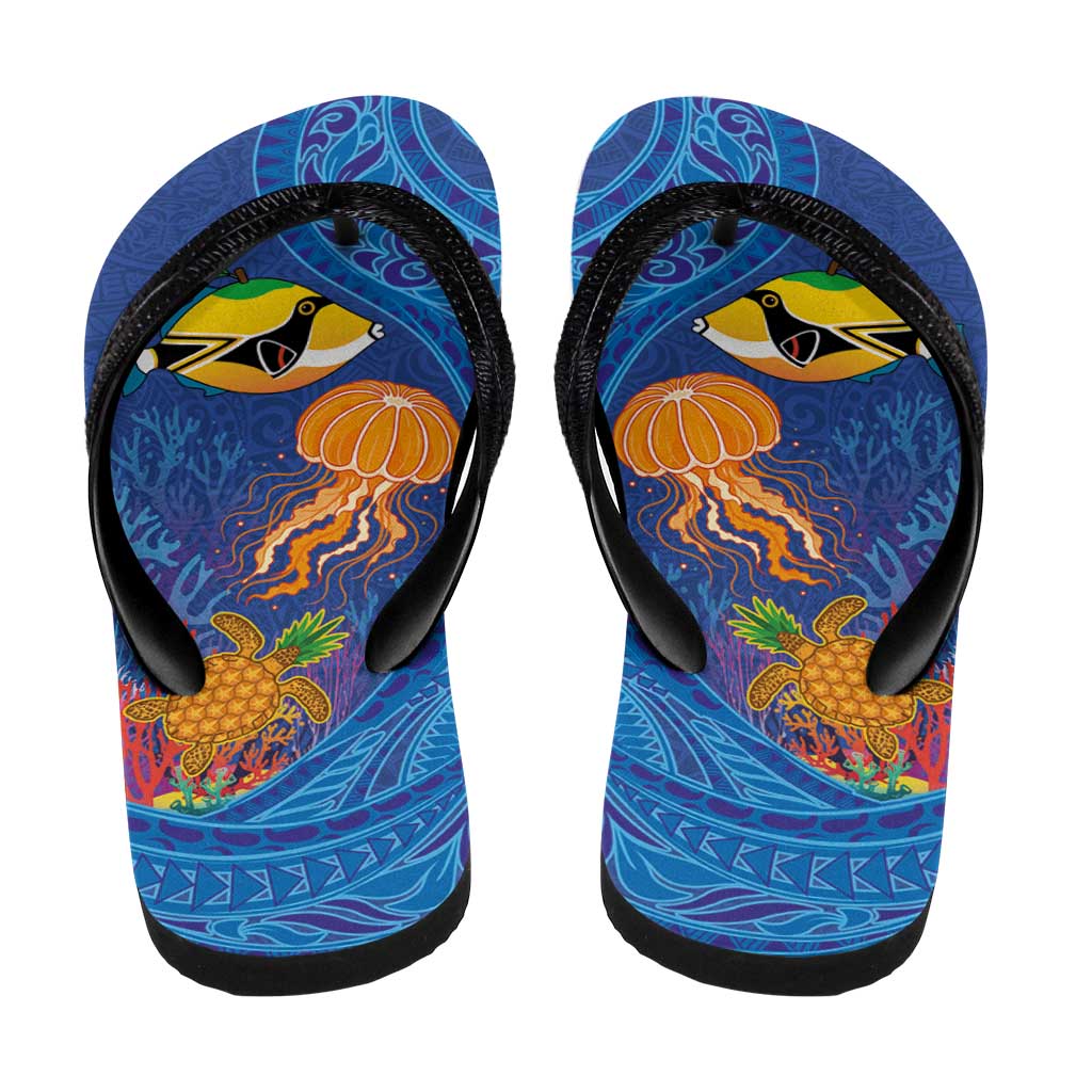 Hawaiian Funny Fruits Sea Animals Flip Flops Mango Reef Triggerfish and Pineapple Turtle and Mandarin Jellyfish