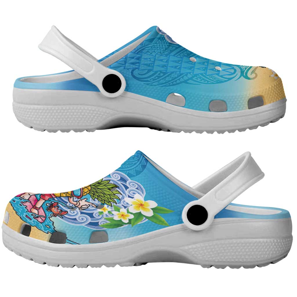 Hawaiian Funny Pineapple Surfing Clogs Shoes Beach with Tribal Kakau and Plumeria LT03 - Polynesian Pride