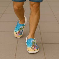 Hawaiian Funny Pineapple Surfing Clogs Shoes Beach with Tribal Kakau and Plumeria LT03 - Polynesian Pride