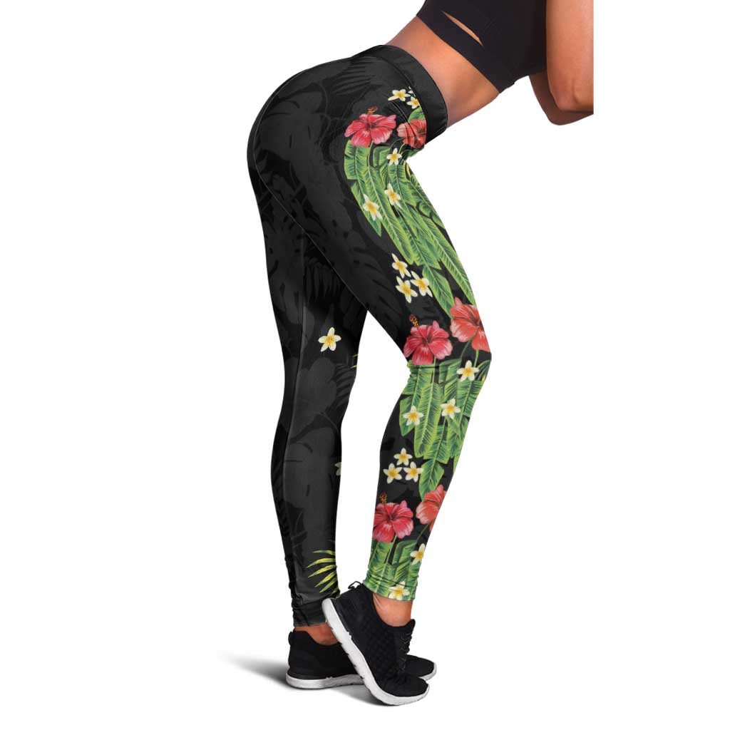 Hawaiian Hibiscus Plumeria Leggings Tropical Leaves LT01 - Polynesian Pride