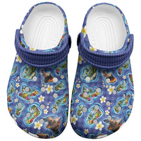 Hawaiian Island Shapes-Iconic Landscape Clogs Shoes with Plumeria and Palaka Blue Color LT03 Blue - Polynesian Pride