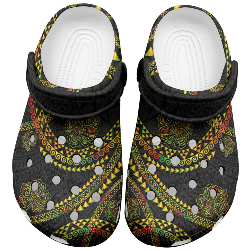 Hawaiian Kakau Art and Hisbiscus Tattoo Clogs Shoes Tribal Pattern-Reggae Style - Polynesian Pride