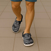 Hawaiian Kakau Art and Hisbiscus Tattoo Clogs Shoes Tribal Pattern-Silver Style - Polynesian Pride