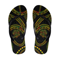 Hawaiian Kakau Art and Hisbiscus Tattoo Flip Flops Tribal Pattern-Reggae Style - Polynesian Pride