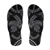 Hawaiian Kakau Art and Hisbiscus Tattoo Flip Flops Tribal Pattern-Silver Style - Polynesian Pride