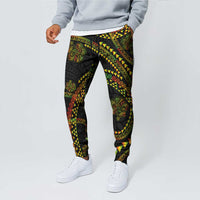 Hawaiian Kakau Art and Hisbiscus Tattoo Jogger Pants Tribal Pattern-Reggae Style - Polynesian Pride