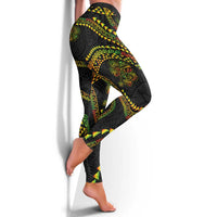 Hawaiian Kakau Art and Hisbiscus Tattoo Leggings Tribal Pattern-Reggae Style - Polynesian Pride
