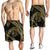 Hawaiian Kakau Art and Hisbiscus Tattoo Shorts for Men Tribal Pattern-Gold Style - Polynesian Pride