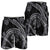 Hawaiian Kakau Art and Hisbiscus Tattoo Shorts for Men Tribal Pattern-Silver Style - Polynesian Pride