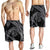 Hawaiian Kakau Art and Hisbiscus Tattoo Shorts for Men Tribal Pattern-Silver Style - Polynesian Pride
