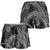 Hawaiian Kakau Art and Hisbiscus Tattoo Shorts for Women Tribal Pattern-Silver Style - Polynesian Pride