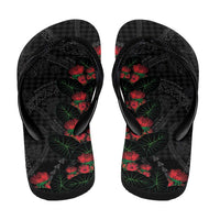 Hawaiian Kakau Art Flip Flops Taro Leaves with Ohia Lehua and Pakala Pattern - Polynesian Pride