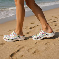 Hawaiian Kakau Tattoo Leis and Palaka Pattern Clogs Shoes Traditional Aloha Tribal White Color LT03 - Polynesian Pride